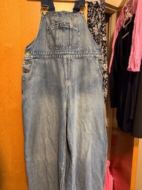 Cider Light Blue Denim Overalls with Brass Buttons